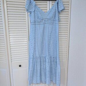 NWT Eloquii Eyelet Dress With Sheer Detail, midi-length, size 18
